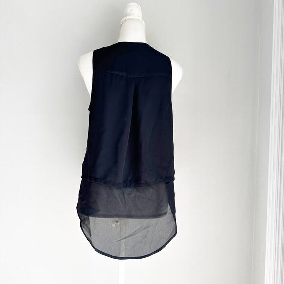 Anthropologie Top Size 4 Womens Maeve Black Sleeveless Button Front Sheer - Picture 4 of 10